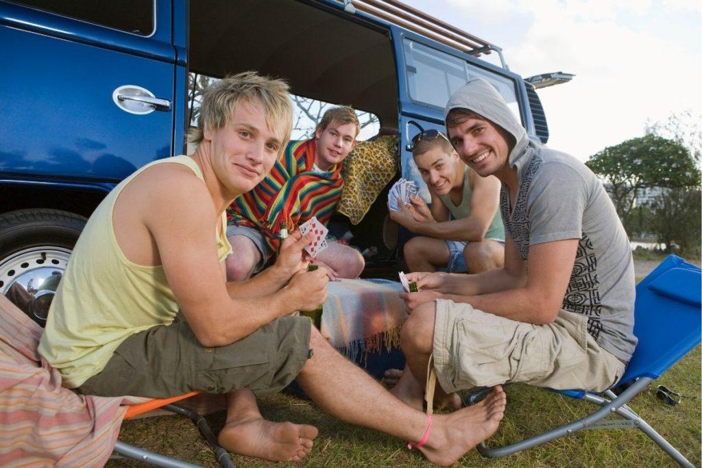 group of friends playing cards