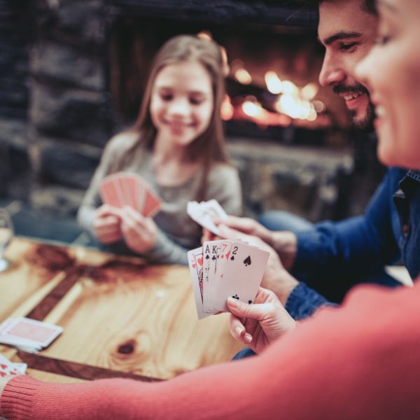 family playing cards