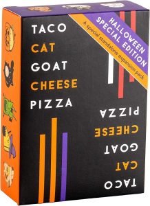 juego taco, cabra, queso, pizza edición Halloween